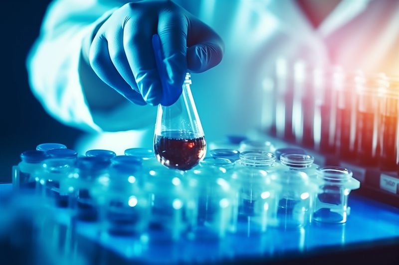 medical biotechnology hand tube test experiment science research laboratory medicine. Generative AI.