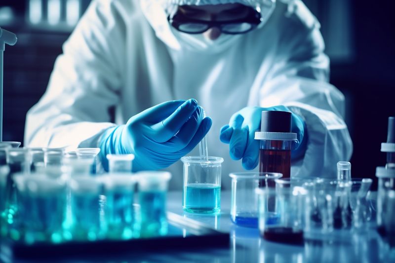 tube test medical biotechnology hand science laboratory research experiment medicine. Generative AI.