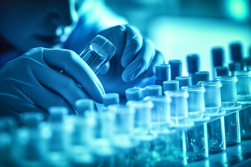 laboratory biotechnology hand research test science tube experiment medical medicine. Generative AI.