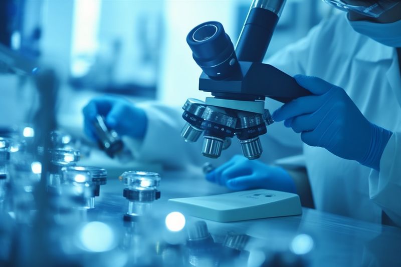 laboratory research test medical science tube hand biotechnology medicine experiment. Generative AI.