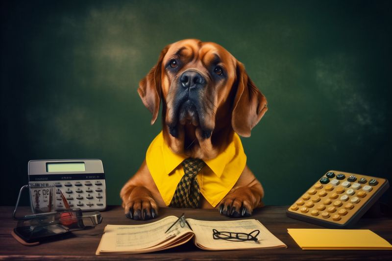 dog finance pet animal background financial funny yellow humor business professional. Generative AI.