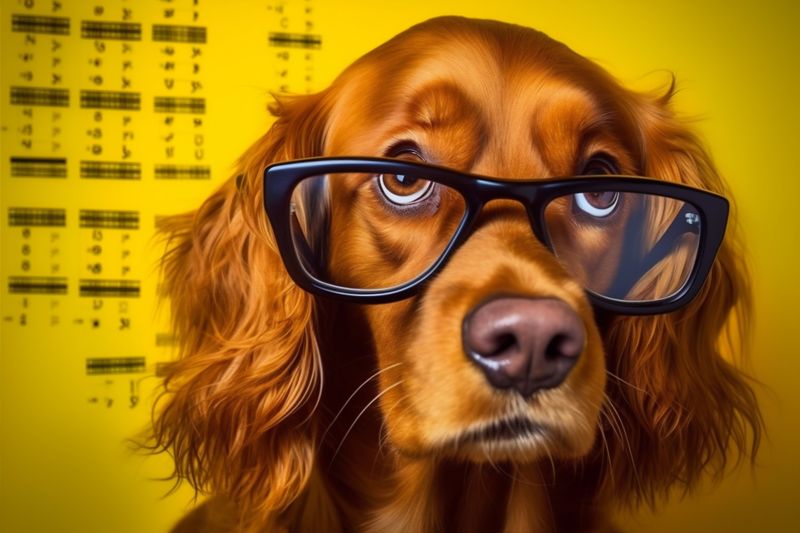 finance dog pet portrait background yellow financial humor animal funny business. Generative AI.