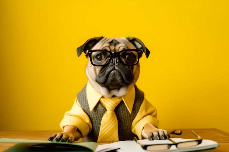 dog animal fun yellow business finance financial funny humor pet background. Generative AI.