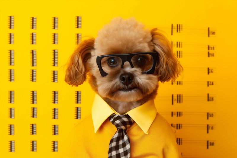 dog humor finance fun funny business yellow financial animal pet background. Generative AI.