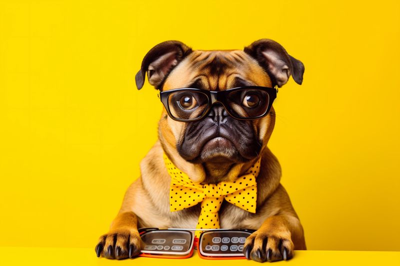 dog animal financial business finance background yellow success humor funny pet. Generative AI.