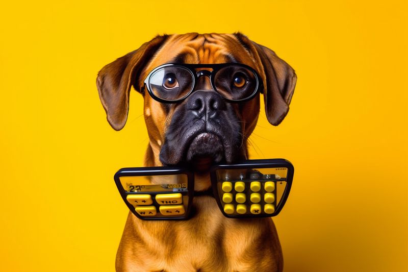 dog finance business background humor financial yellow animal funny pet work. Generative AI.