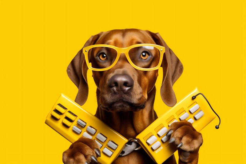 humor dog business financial yellow pet funny animal finance portrait background. Generative AI.