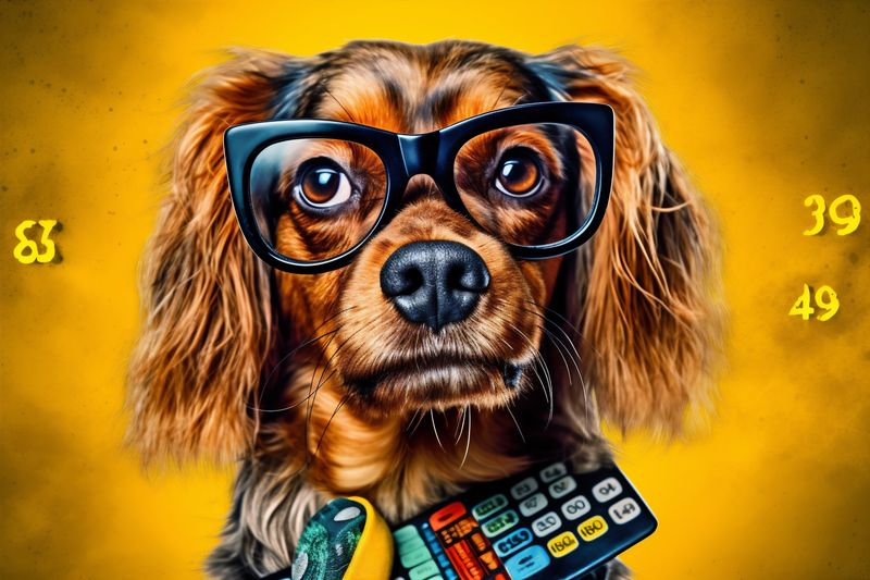 dog animal yellow pet humor professional funny finance background business financial. Generative AI.