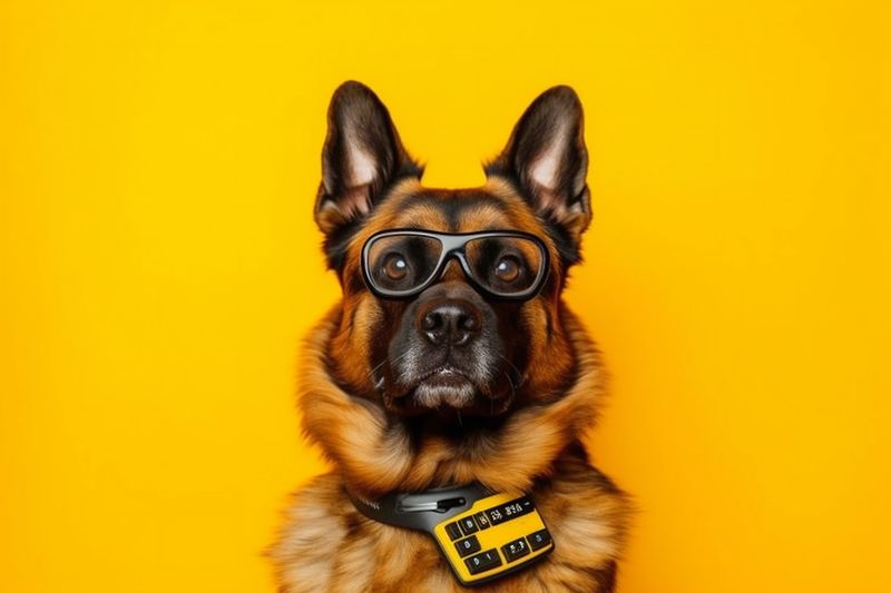funny dog animal background pet business finance financial accounting yellow humor. Generative AI.
