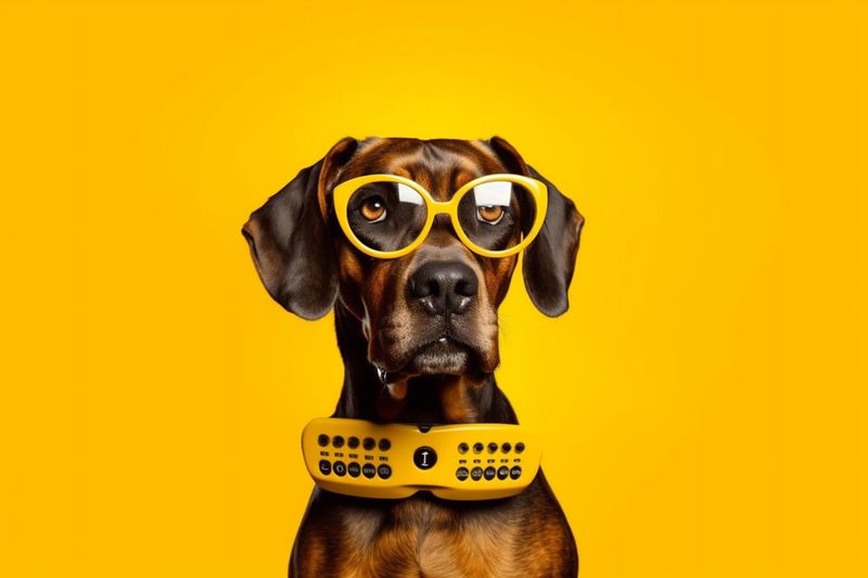 financial dog background finance fun business animal humor pet funny yellow. Generative AI.