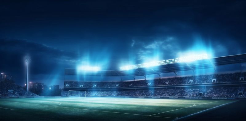 football world goal game green arena soccer stadium light sport. Generative AI.