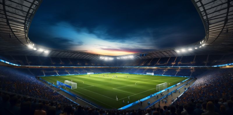 sport green light world game stadium soccer arena football goal. Generative AI.