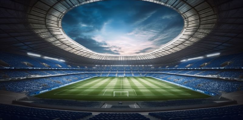 light sport green soccer arena game stadium football world goal. Generative AI.