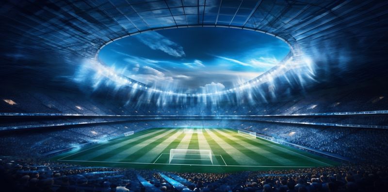 football goal world stadium light soccer green sport game arena. Generative AI.