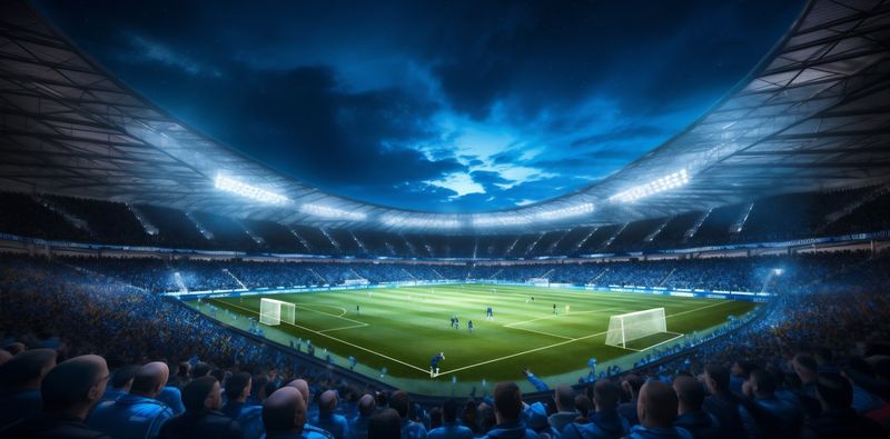 soccer game football arena light sport world stadium goal green. Generative AI.