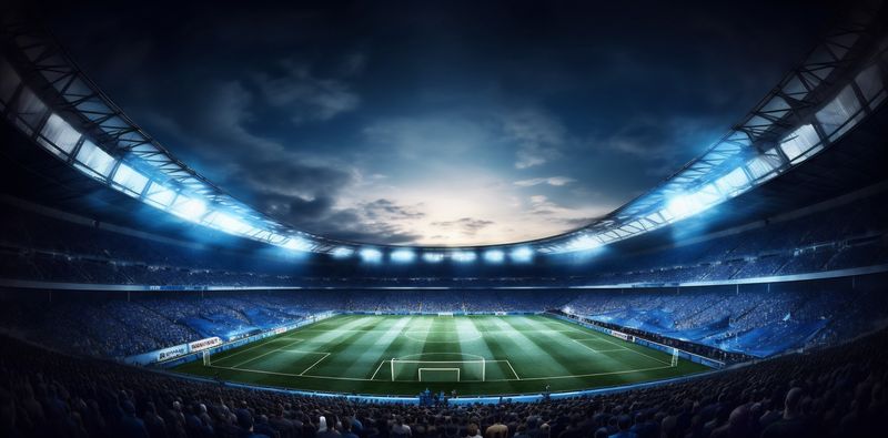 sport arena soccer light green stadium game world goal football. Generative AI.