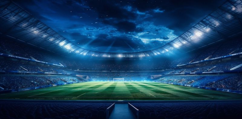 stadium light sport goal football soccer world green game arena. Generative AI.