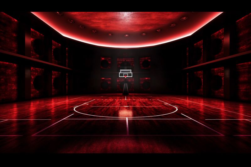 hall sport neon corridor score arena interior game background indoor basketball empty. Generative AI.