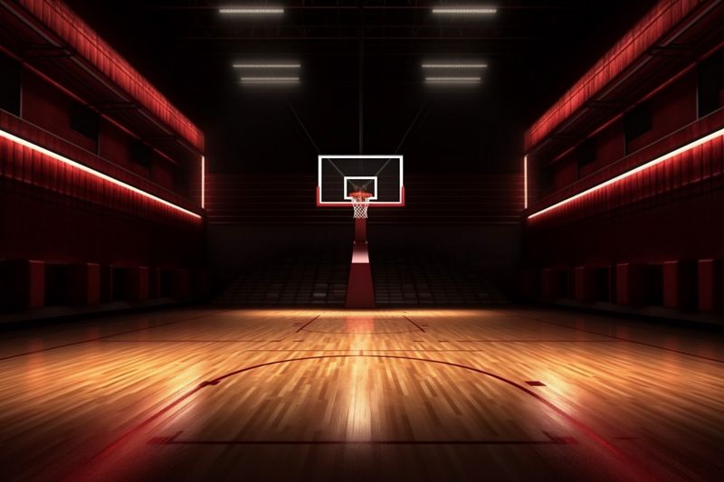 modern background arena neon building hall interior empty game corridor indoor basketball. Generative AI.