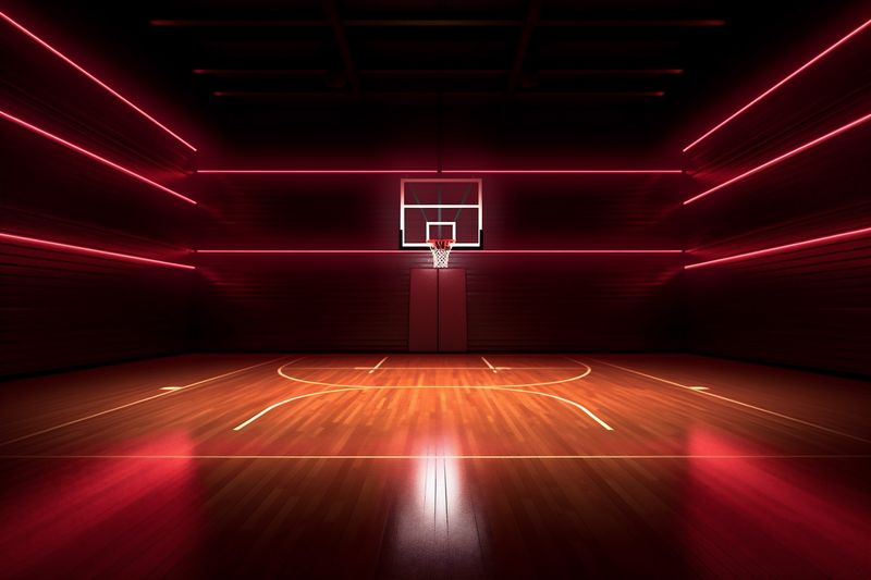 hall render background empty tunnel indoor basketball interior corridor neon arena game. Generative AI.
