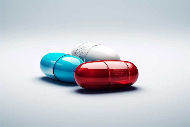 background pill drug tablet capsule vitamin medicine pharmacy painkiller health medical. Generative AI.