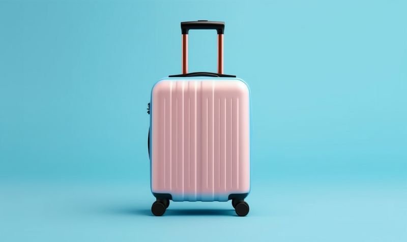 hat blue holiday journey suitcase travel large trip background vacation baggage. Generative AI.