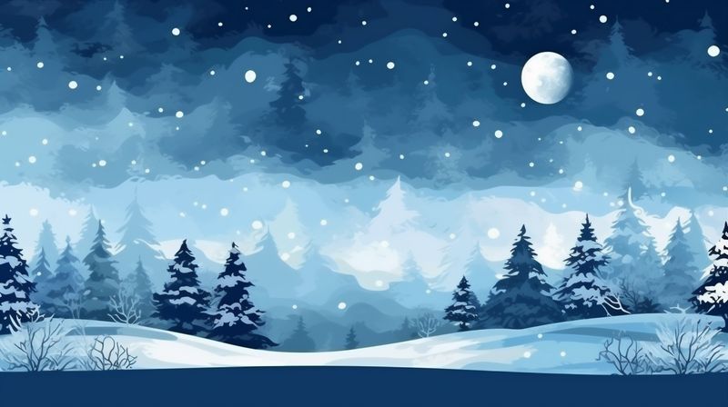 background fir snow tree year winter christmas sky new holiday white card. Generative AI.