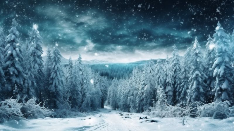 winter holiday background snow new art year white christmas fir sky tree. Generative AI.