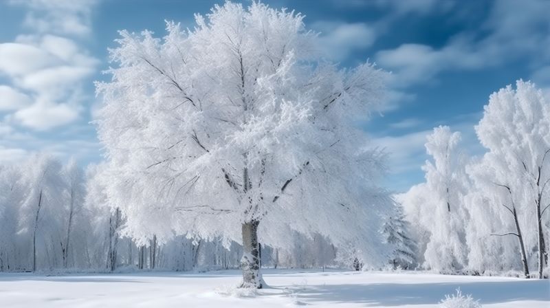 tree new sky christmas snow white holiday fairy background winter year fir. Generative AI.