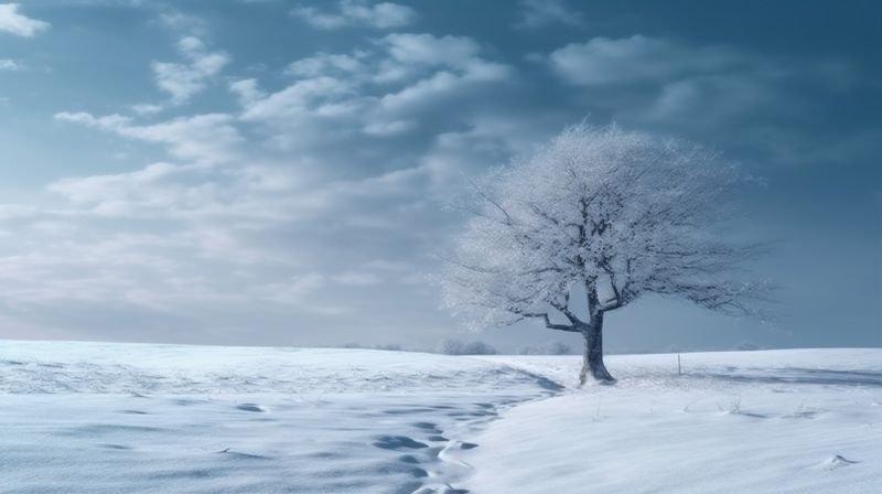 snowfall fir holiday background year white tree new christmas snow winter sky. Generative AI.