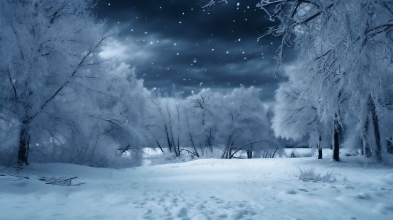 background tree christmas sky silver holiday fir new white year snow winter. Generative AI.