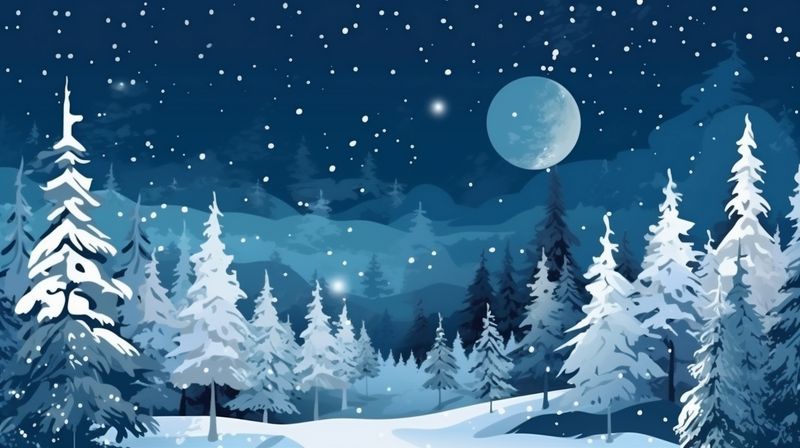 year winter tree fir star snow christmas background new white sky holiday. Generative AI.