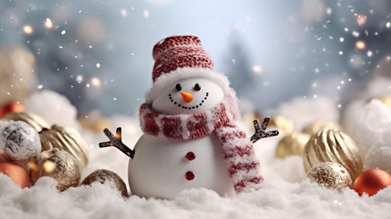 celebration year new season white snow snowfall background christmas winter snowman icy. Generative AI.