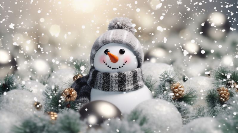 new background season celebration winter snowman christmas year snowfall snow copy white. Generative AI.