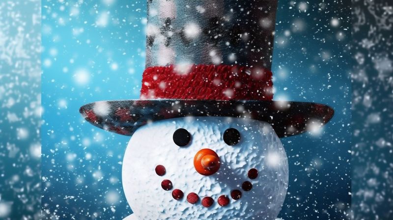 year new christmas snowman landscape snow background white season celebration snowfall winter. Generative AI.