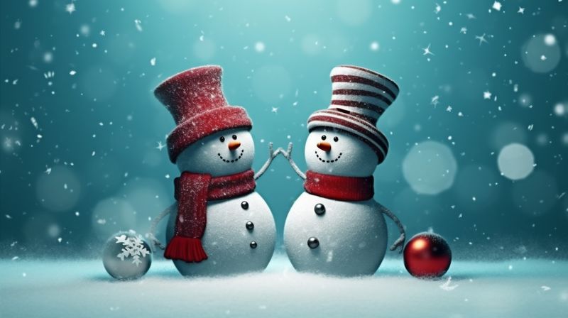 new winter sky celebration season snowman background white christmas year snowfall snow. Generative AI.