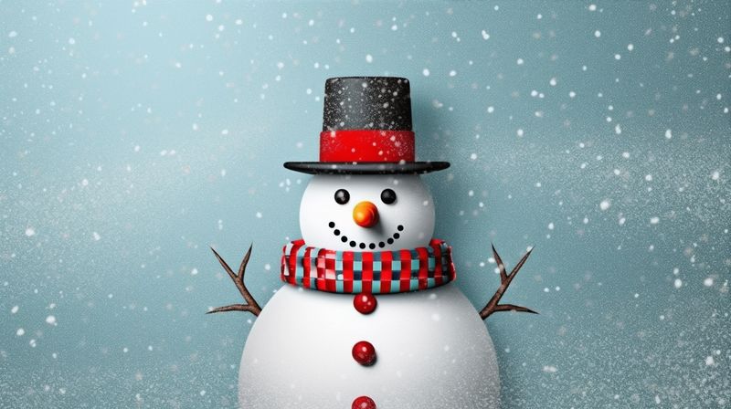snowman celebration year snow winter new christmas snowfall white background new season. Generative AI.