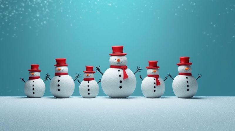 snow winter season snowman christmas snowfall year white celebration cartoon new background. Generative AI.