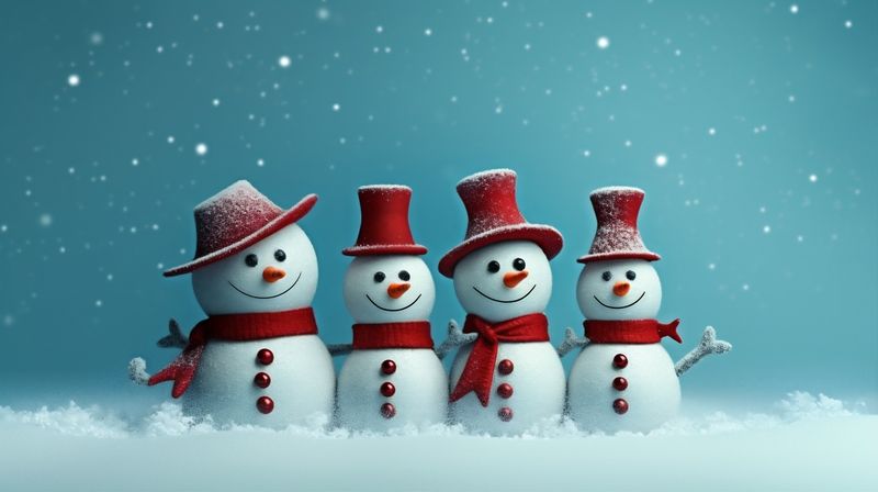 snowman celebration season christmas snowball winter background snow snowfall white year new. Generative AI.