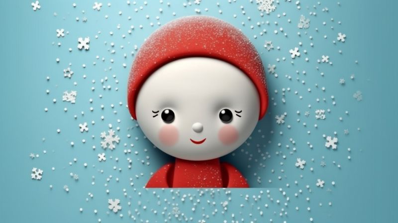 white flake background new celebration snowman season winter snow christmas snowfall year. Generative AI.