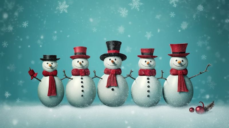 year celebration new christmas winter snow white season snowfall background snowman funny. Generative AI.