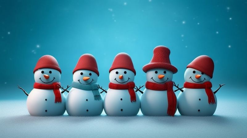 new snow snowman winter snowfall year white fir celebration christmas season background. Generative AI.