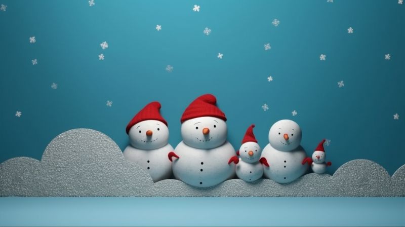 cold christmas season snowfall celebration snowman background new snow white winter year. Generative AI.