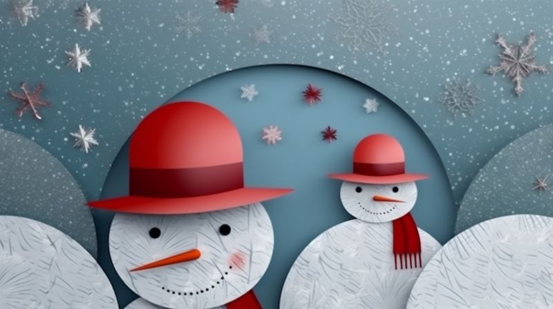 season celebration christmas outdoors snowman snow snowfall white year winter new background. Generative AI.