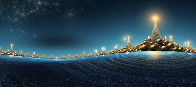 background ball abstract poster blue holiday christmas decoration gold tree toy. Generative AI.