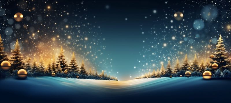 ball background decoration gold design tree blue toy holiday poster christmas. Generative AI.