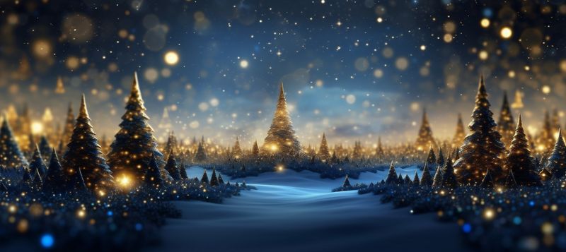 gold poster snowflake holiday christmas decoration toy background blue tree ball. Generative AI.