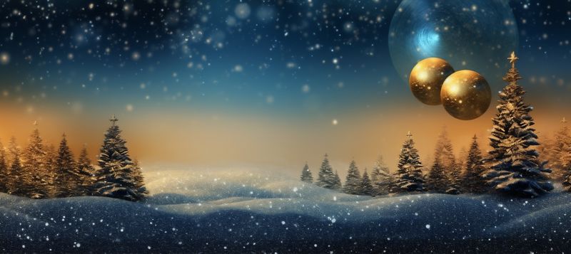 ball holiday tree blue toy gold decoration new christmas background poster. Generative AI.