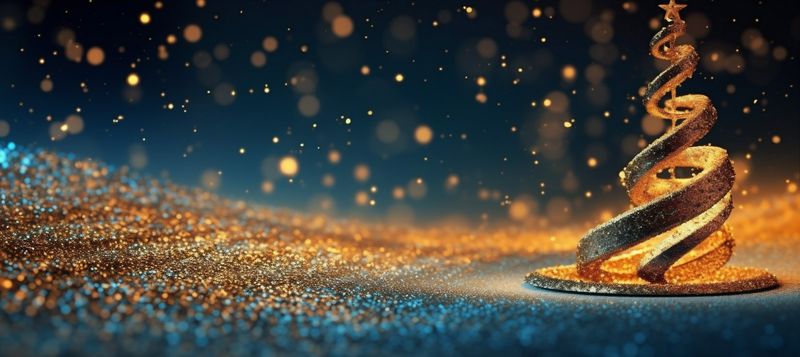 blue christmas gold holiday toy poster tree ball decoration background spruce. Generative AI.