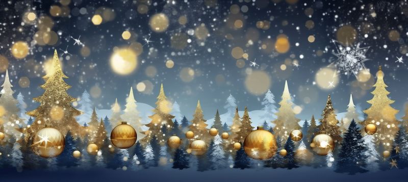 blue holiday ball gold decoration celebration background poster christmas tree toy. Generative AI.